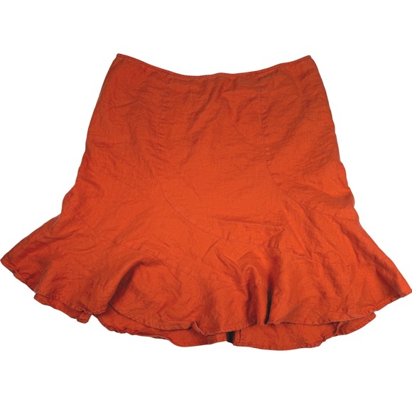 Old Navy Dresses & Skirts - VTG Y2K Old Navy Skirt Women 16 Coral 100% Linen Cottagecore Lagenlook Flutter
